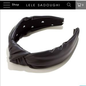 Lele Sadoughi black leather headband. Worn once